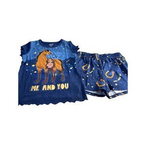 Dream Works Spirit Girls Graphic Pajamas Blue Multi Shorts Size 7/8